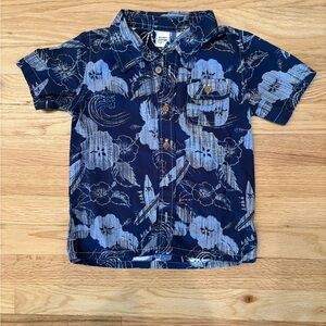 Old Navy Kids Button Down Shirt - Navy and Light Blue Floral